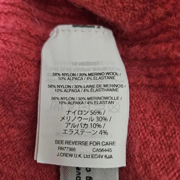 J.CREW Sweater Wool Alpaca Pink Long Sleeve V Neck Knit Pullover - Picture 5 of 7